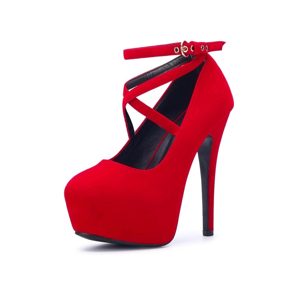 Red high heels.